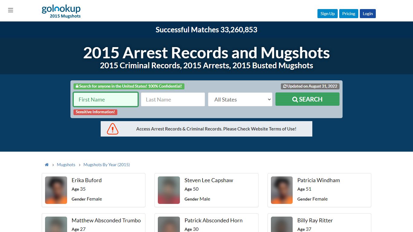 2015 Mugshots, 2015 Arrest Records - GoLookUp